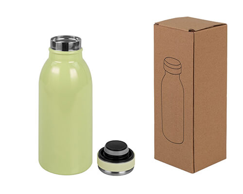 botella térmica mini con envase de cartón